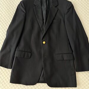 Brooks Brothers Navy Blue Men's Blazer with Gold Button